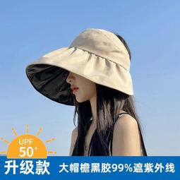 大頭圍黑膠UV漁夫帽子女夏季遮臉遮陽防曬抗UVL大尺碼58-62cm薄 歷史價格詳細信息