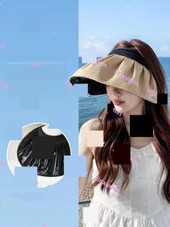 帽子女款2023新款防紫外線遮陽空頂帽戶外騎車草編防曬太陽帽潮夏 歷史價格詳細信息