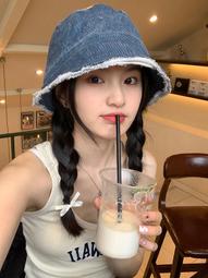 牛仔漁夫帽子女款2023新款春秋日系簡約百搭顯臉小素顏遮臉盆帽潮 歷史價格詳細信息