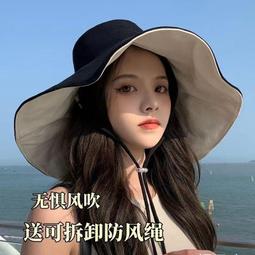 帽子女夏季遮陽帽防曬漁夫帽百搭防紫外線大帽簷遮臉日本太陽帽潮 歷史價格詳細信息