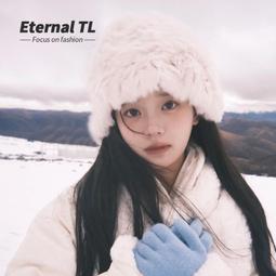 白色兔毛毛帽子女冬季保暖顯臉小護耳毛茸茸毛絨帽皮草針織漁夫帽 歷史價格詳細信息