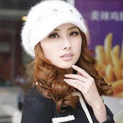 水鑽兔毛貝雷帽女秋冬季韓版顯臉小毛絨畫家帽日系大頭圍白色帽子 歷史價格詳細信息
