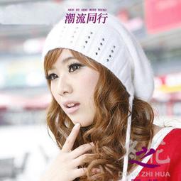 阿芙洛迪AH013☆韓版可愛針織兔毛短沿水鑽圓頂鴨舌帽兔毛帽子 歷史價格詳細信息