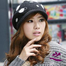 阿芙洛迪AH013☆韓版可愛針織兔毛短沿水鑽圓頂鴨舌帽兔毛帽子 歷史價格詳細信息