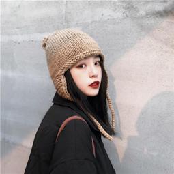 新款秋冬可愛毛絨帽子女韓版百搭保暖護耳大頭為針織毛線帽顯臉小 歷史價格詳細信息