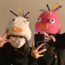 可愛搞怪大眼小卡通毛絨帽子女秋冬新款加厚保暖防寒護耳包頭帽 歷史價格詳細信息