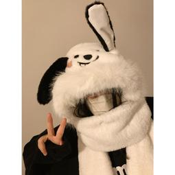 可愛加絨小熊毛絨帽子圍巾一體百搭保暖圍脖女生冬季2023新款冬天 歷史價格詳細信息