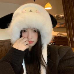 小熊帽子女秋冬可愛防風騎車保暖圍脖毛絨連帽圍巾手套一體三件套 歷史價格詳細信息