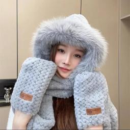 韓版毛絨笑臉眯眼貓咪兒童帽子+圍脖二件套 歷史價格詳細信息