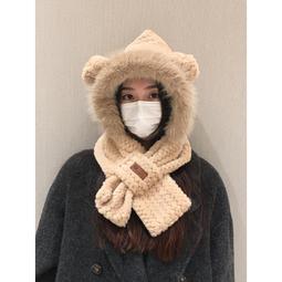 可愛小熊耳朵毛絨帽子圍巾一體女秋冬季保暖百搭護耳雷鋒帽套頭帽#促銷 #現貨 #可開發票 歷史價格詳細信息