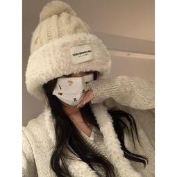 新款帽子女冬季加厚顯臉小毛絨保暖毛線帽潮大頭圍護耳堆堆針織帽#促銷 #現貨 #可開發票 歷史價格詳細信息