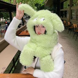 小熊毛絨帽子圍巾一體女生冬季2023新款百搭保暖加絨可愛圍脖冬天 歷史價格詳細信息