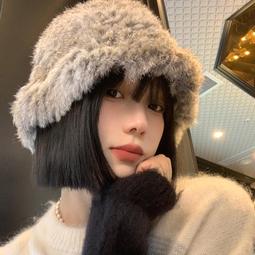 大頭圍兔毛漁夫帽女秋冬季國潮醒獅帽顯臉小水桶針織帽毛絨虎頭帽 歷史價格詳細信息