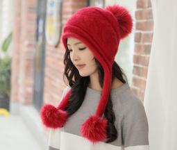 甜美韓版保暖護耳針織帽毛線帽子韓版女士兔毛帽 防寒毛帽 加厚加絨針織帽 秋冬防寒護耳帽保暖帽鴨舌帽貝雷帽 歷史價格詳細信息