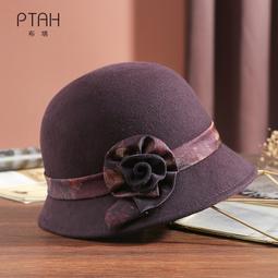 新款秋冬帽子女羊毛呢禮帽漁夫水桶盆帽氈帽復古赫本優雅盆帽女 歷史價格詳細信息