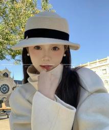 帽子女秋冬圓頂優雅小禮帽英倫復古羊毛呢帽時尚捲邊花朵時裝帽潮 歷史價格詳細信息