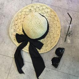 「」 韓 緞帶草帽 夏天  拉菲草大帽沿  遮陽帽 海灘風 手工編織草帽 毛邊草帽 歷史價格詳細信息