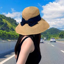 蝴蝶結夏天細編草帽休閒遮陽帽簡約沙灘度假出遊防曬爵士帽子女潮 歷史價格詳細信息