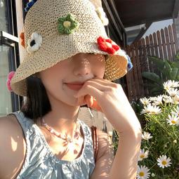 草帽草編漁夫帽女夏季透氣韓版顯臉小水桶帽大帽檐遮陽防曬海邊草帽子 新品 歷史價格詳細信息