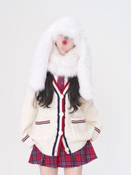 2023新款兔耳朵會動的帽子女冬季兒童圍巾手套三件套一體女童圍脖 歷史價格詳細信息