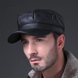 ~皮皮創~純手工真皮海軍帽。英倫風小羊皮/羊毛/拼接漆皮帽簷鴨舌帽百搭個性帥氣真皮休閒貝雷帽時尚中性真皮報童帽 歷史價格詳細信息