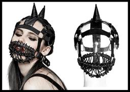 ＊mini PUNK LOLO＊ 龐克個性街頭-厄夜欉林狩魔獵人骷髏頭銀鏈皮質造型口罩(中性.MK005)PUNK 歷史價格詳細信息