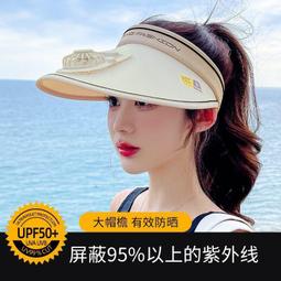遮陽帽 防曬帽子 帶風扇遮陽帽女防曬帽時尚韓版夏季遮臉戶外大檐太陽帽空頂帽子792 NN041 歷史價格詳細信息