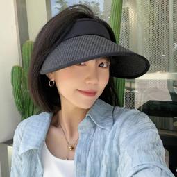 草編空頂帽女生夏季騎車款防曬遮陽帽日式大帽簷黑膠遮陽帽潮 歷史價格詳細信息