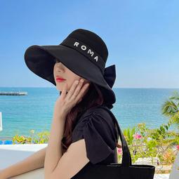 草帽太陽帽女防曬遮臉大帽檐草編沙灘涼帽夏季氣質顯臉小蝴蝶結草帽子 新品 歷史價格詳細信息