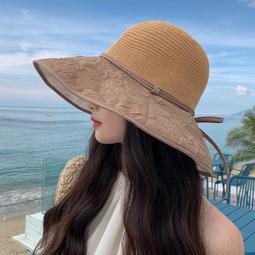 帽子女夏季漁夫帽防紫外線大沿遮陽帽防曬韓版遮臉百搭大檐太陽帽韓版日系 歷史價格詳細信息
