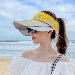 防曬帽女夏防紫外線沙灘遮陽帽騎車空頂大帽檐遮臉太陽帽子貝殼帽韓版日系 歷史價格詳細信息