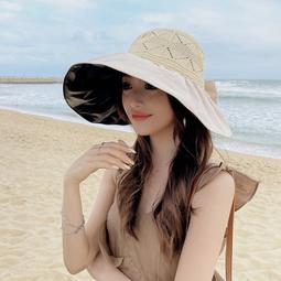 草帽太陽帽女防曬遮臉大帽檐草編沙灘涼帽夏季氣質顯臉小蝴蝶結草帽子 新品 歷史價格詳細信息
