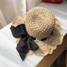 草帽太陽帽女防曬遮臉大帽檐草編沙灘涼帽夏季氣質顯臉小蝴蝶結草帽子 新品 歷史價格詳細信息