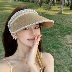 顯臉小空頂帽女夏天韓版大帽簷防曬草帽遮臉貝殼帽抗UV遮陽帽潮 歷史價格詳細信息