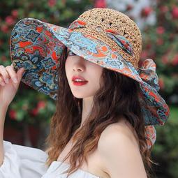 遮陽帽子女夏天防曬草帽韓版漁夫帽太陽帽子可折疊出遊沙灘帽海邊shk促銷 歷史價格詳細信息