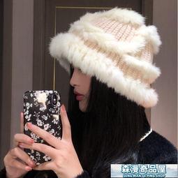 【森漫奇品屋】毛毛帽子 保暖帽子   兔毛針織帽女秋冬季毛茸茸毛絨帽子加厚版顯臉小漁夫帽保暖毛線帽 價格比較,價格查詢,歷史價格詳細信息