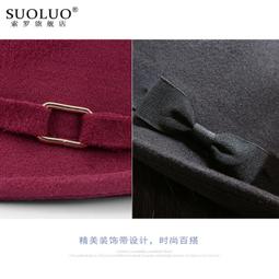 毛呢禮帽男爵士帽禮帽女秋冬季平簷直邊大帽簷帽 歷史價格詳細信息