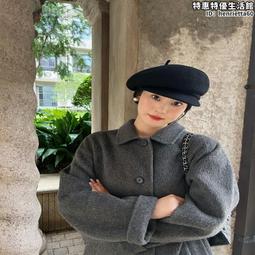 高品質羊毛呢貝雷帽女秋冬2023新款大頭圍百搭純色顯臉小畫家帽子 歷史價格詳細信息