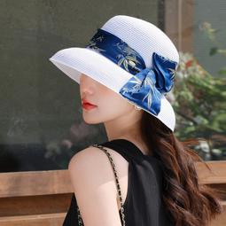 2024新款帽子女夏季高級感蝴蝶結草帽遮陽防曬帽遮臉遮陽帽 歷史價格詳細信息
