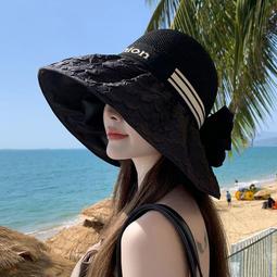 防曬帽女士夏季新款黑膠防紫外線蝴蝶結漁夫帽遮臉大帽簷遮陽帽子 歷史價格詳細信息