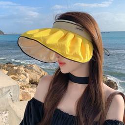 夏季韓版貝殼帽黑膠遮陽帽發箍式空頂帽遮臉防曬帽簡約太陽帽批發 歷史價格詳細信息