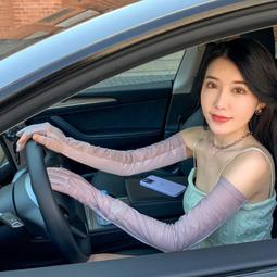 夏季開車防曬手套冰絲袖套女薄款防騎電車手袖護臂寬松冰袖 歷史價格詳細信息
