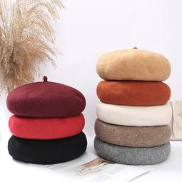 貝雷帽女秋冬韓版羊毛呢畫家帽英倫格紋復古蓓蕾帽子女格子南瓜帽 歷史價格詳細信息