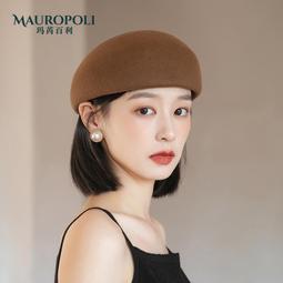 時尚羊毛禮帽女秋冬新款法式復古短帽沿氈帽英倫優雅百搭帽子貝雷帽 歷史價格詳細信息