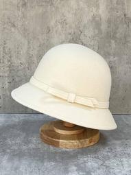 白色羊毛呢帽子女士復古捲邊小禮帽鏈條爵士帽男秋冬英倫氈帽百搭 歷史價格詳細信息