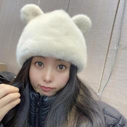 圓頂保暖女冬甜美水貂毛時尚逛街皮草帽子復古百搭彈力瓜皮小圓帽 歷史價格詳細信息