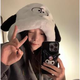 可愛卡通毛絨絨帽子女冬季加厚保暖護耳雷鋒帽大頭圍顯臉小套頭帽 歷史價格詳細信息