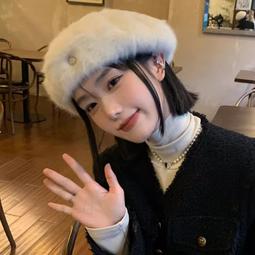 兔毛帽子女秋冬韓版顯白大頭圍針織貝雷帽冬季顯臉小蓓蕾畫家帽潮#促銷 #現貨 #可開發票 歷史價格詳細信息