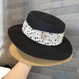 台灣現貨新款草帽子女夏季休閒遮陽防曬帽法式英倫時尚優雅平頂禮帽女 歷史價格詳細信息