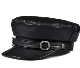 ~皮皮創~極簡百搭真皮軍帽 英倫風復古文藝小羊皮拼接休閒帽百搭個性中性帥氣時尚平頂帽 歷史價格詳細信息